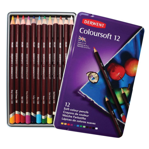 Derwent Coloursoft Pencils - Assorted - Tin of 12