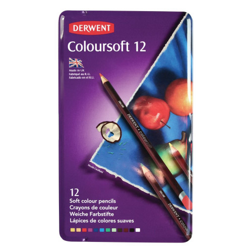 Derwent Coloursoft Pencils - Assorted  - Tin of 12