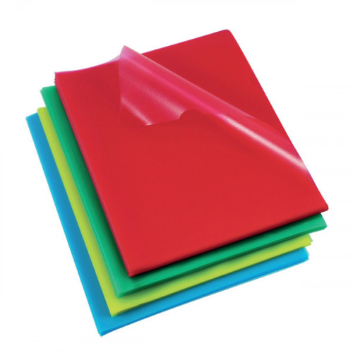 Rexel Quality A4 Document Folder, Assorted Colours, Embossed, 115mic, Cut Flush, Pack of 100