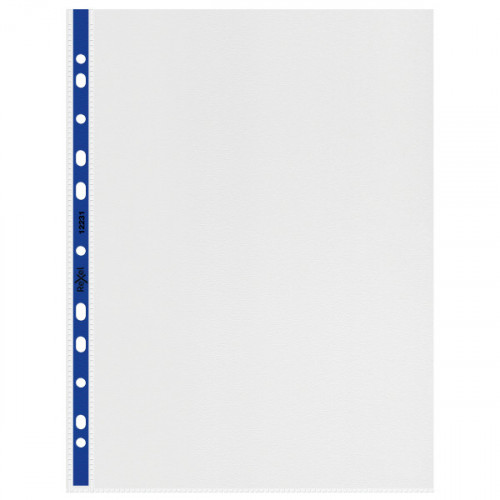 Rexel Quality Pocket A4 with Blue Spine - Embossed (Pack 100) Clear - Outer carton of 10