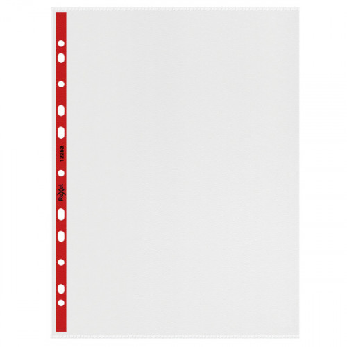 Rexel Quality A4 Punched Pockets with Red Spine, Left Opening, Embossed, Pack of 25 - Outer carton of 4