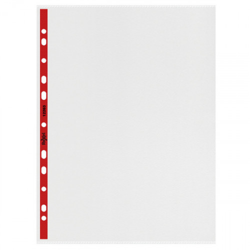 Rexel Quality Foolscap Pockets with Red Spine, Extra Capacity, Left Opening, Embossed, Pack of 25 - Outer carton of 4