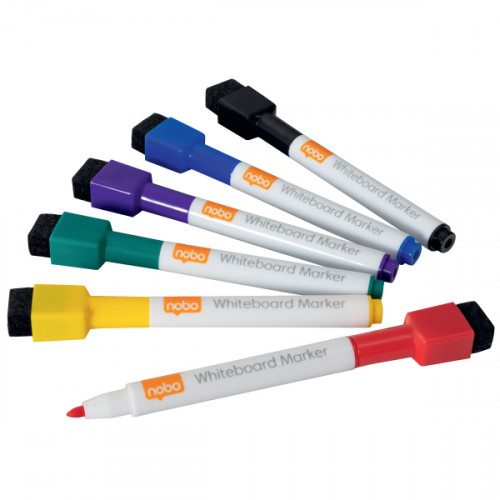 Nobo Mini Dry-Erase Marker - Assorted (Pack of 6)