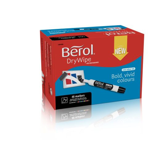 Berol Dry Wipe Marker Chisel Nib 2mm/5mm - Assorted (Classpack Box of 48)