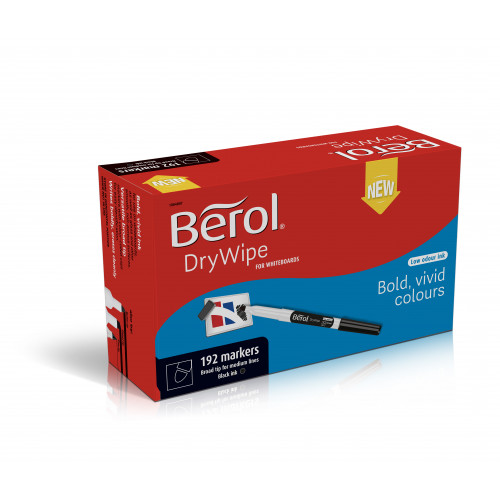 Berol Dry Wipe Pen Broad - Black (Classpack Box of 192)