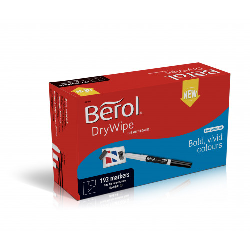 Berol Dry Wipe Pen Fine Nib 1mm - Black (Classpack Box of 192)
