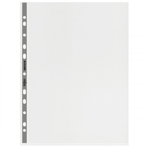 Rexel Nyrex Premium A4 Punched Pocket with Grey Spine, Clear, Pack of 50 - Outer carton of 2