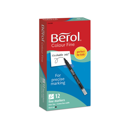 Berol Colourfine Marker - Black - Pack of 12
