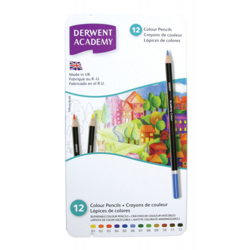 Derwent Academy Pencils Tin 12-Assorted