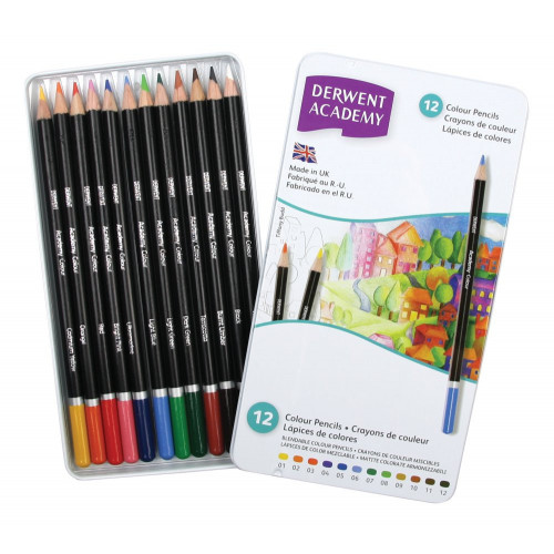 Derwent Academy Pencils Tin 12-Assorted