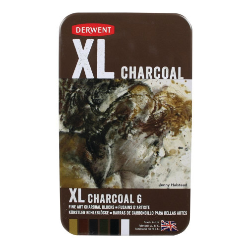 Derwent XL Charcoal Blocks Tin 6-Asstd