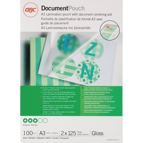 GBC Laminating Pouches A3 250mic PK100