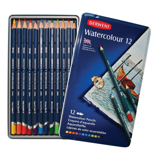 Derwent Watercolour Pencils Tin 12-Asstd
