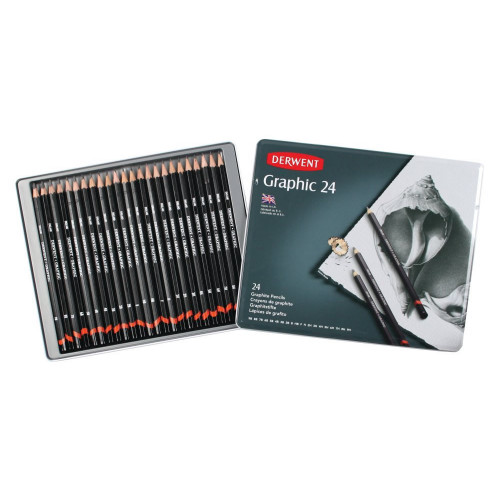 Derwent Graphic Pencils Tin 24-Assorted
