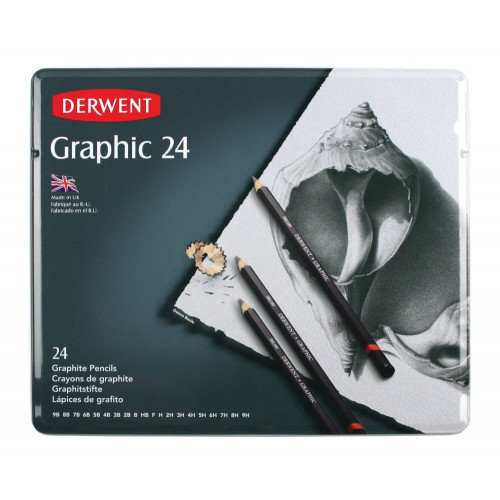 Derwent Graphic Pencils Tin 24-Assorted