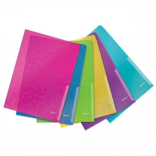 Leitz WOW Folder. For A4 document. Embossed long-lasting Polypropylene. Assorted. - Outer carton of 6