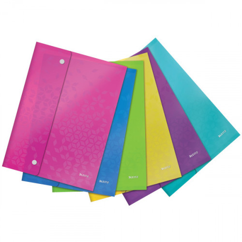 Leitz WOW A4 Document Wallet - Assorted Colours - Outer carton of 6