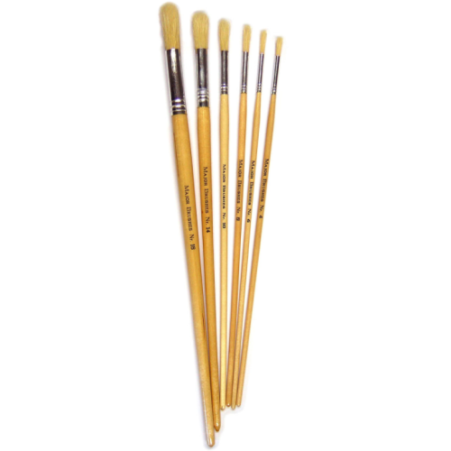Ass Hog Hair S/Handle Round Brushes Pk6