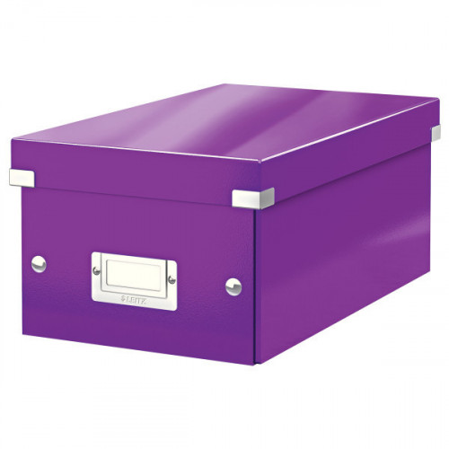 Leitz WOW Click & Store DVD Storage Box. With label holder. Purple.