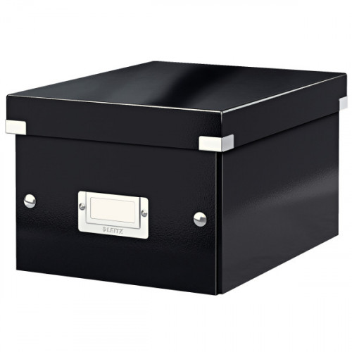 Leitz WOW Click & Store Small Storage Box.  With label holder. Black.