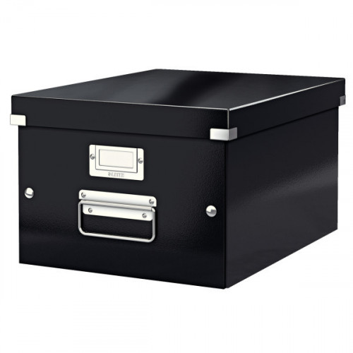 Leitz WOW Click & Store Medium Storage Box. With metal handles. Black