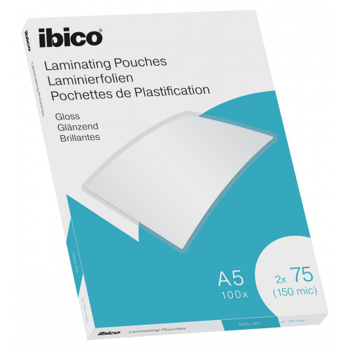 Ibico Gloss A5 Laminating Pouches 150 Micron Crystal clear (Pack 100)