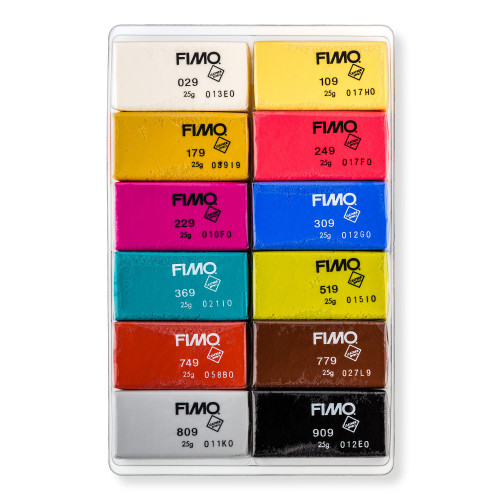 FIMO Leather Effect Colour Half Blocks 25g - Pack of 12