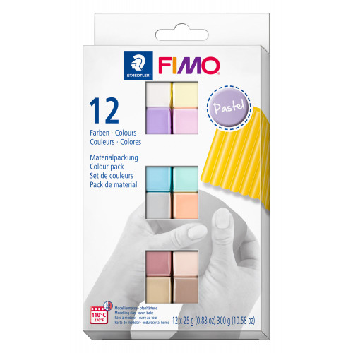 FIMO Soft Colour Pack Pastel Half Blocks 25g - Pack of 12