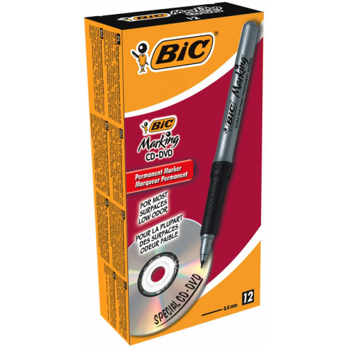 Bic Marker Pen CD/DVD Fine Pk12-Black