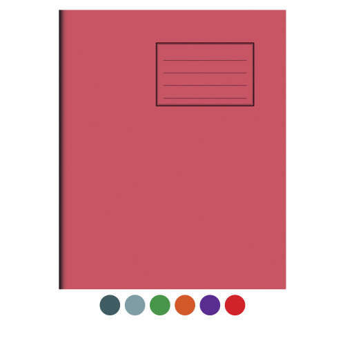 Notes Exercise Book 8" x 6.5"(205x165) 48 pages 8mm Ruled and Margin Red Cover - Pack of 100