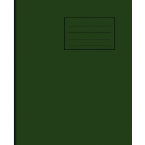 Notes Handwriting Book 8" x 6.5" (203x165) 32 Pages 4mm Ruled Blue centred on 16mm Red Ruled Dark Green Cover - Pack of 100