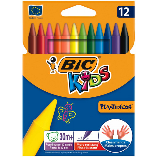 Bic Plastidecor Crayons Pk12-Assorted