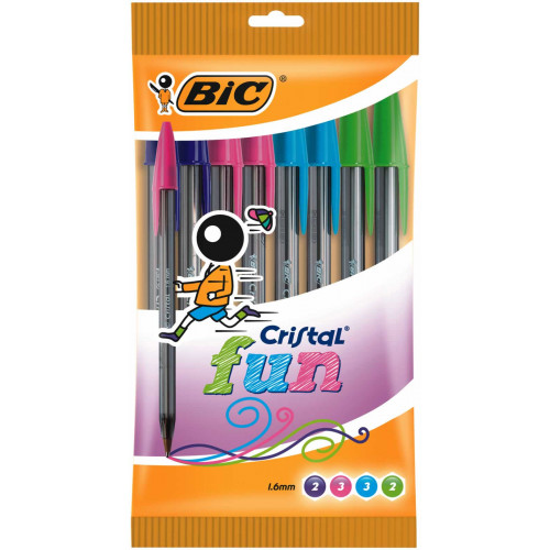 Bic Cristal Fun Colours Pk10-Assorted