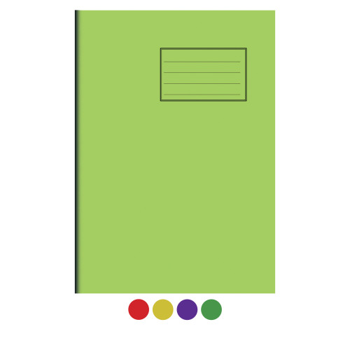 Notes Exercise Book A4 96 pages 8mm Ruled and Margin Light Green cover - Pack of 50