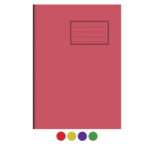 Notes Exercise Book A4 96 pages 8mm Ruled and Margin Red cover - Pack of 50