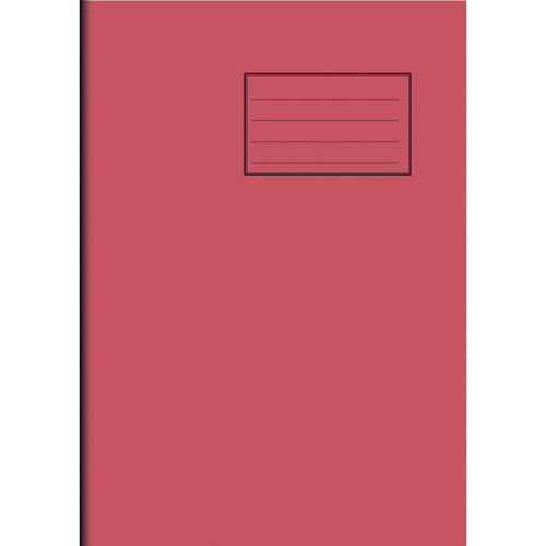 Notes Handwriting Book A4 40pages 6mm Ruled Blue centred on 20mm Red Ruled Red Cover - Pack of 100