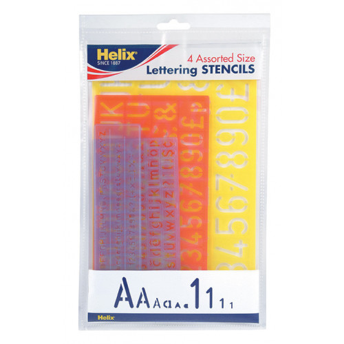 Helix Lettering Stencil Set - 4 Assorted Sizes