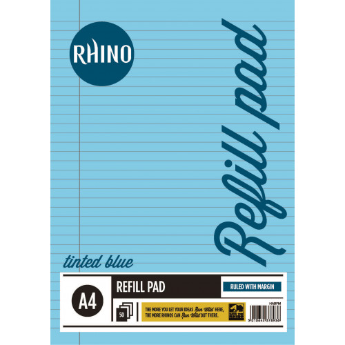 Rhino Refill Pad A4 50L F8M HB Blue Pk6