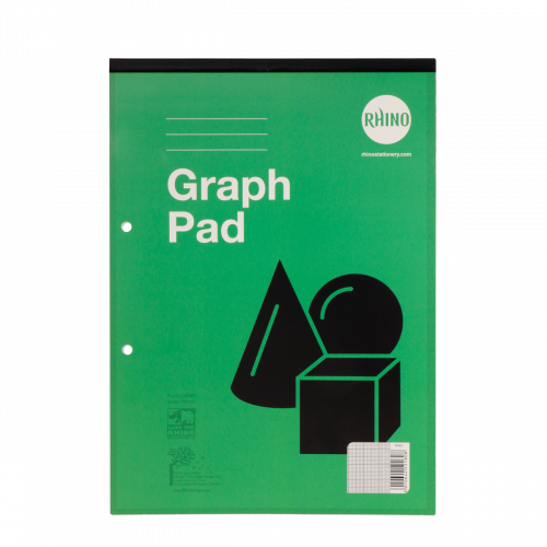 RHINO A4 Graph Pad 50 Leaf, 1:5:10 Graph Ruling (Pack 6)