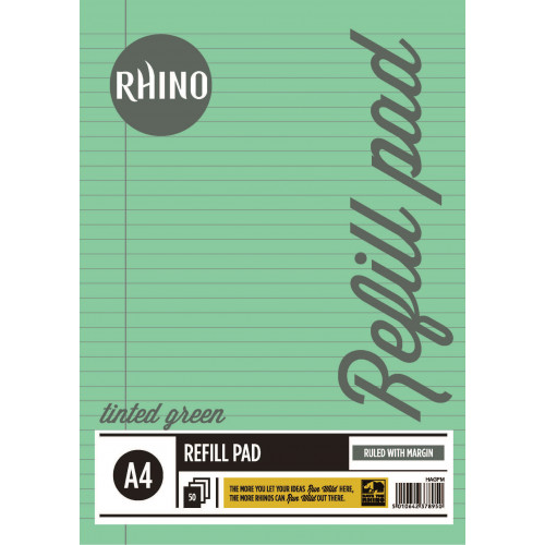 Rhino Refill Pad A4 50L F8M HB Green Pk6