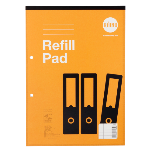 Rhino Refill Pad A4 80 Leaves 6mm Ruled & Margin Orange Cover (Pack of 6)
