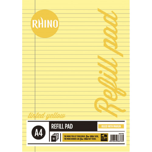 Rhino Refill Pad A4 50L F8M HB YellowPk6
