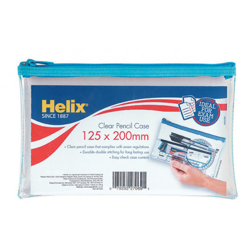Helix Clear Pencil Case 125x200mm Pk12