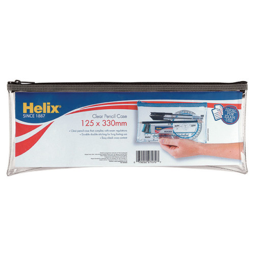 Helix Clear Pencil Case 125x330mm Pk 12