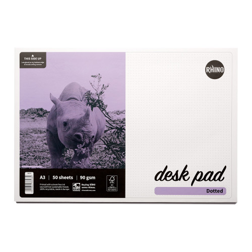 RHINO Desk Pad, 5mm Dotted, A3, 90gsm FSC Paper, 50 Sheets