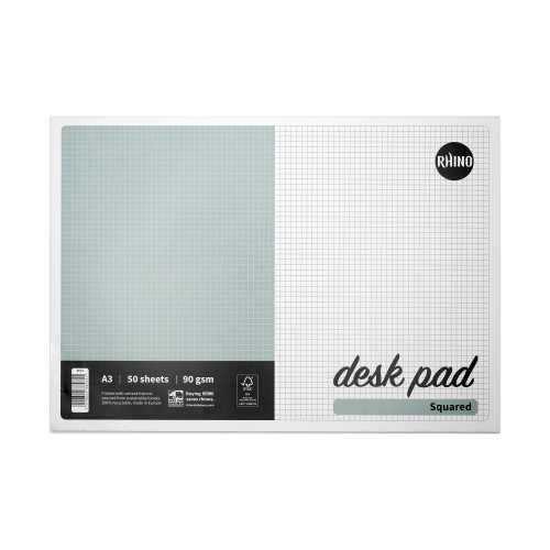 RHINO Desk Pad, 5mm Squared, A3, 90gsm FSC Paper, 50 Sheets