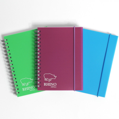 RHINO A6 Polypropylene Notebook with Elastic Band 200 Page, Assorted Colours, F7 (Pack 6)