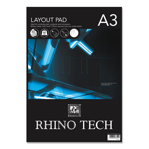 (D)Rhino Layout Pad A3 50L Blank Pk2