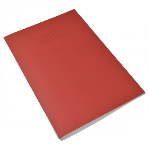 Exercise Book A4 80 Pages 8mm Ruled and Margin Teacher Comments Red Cover - Pack of 10