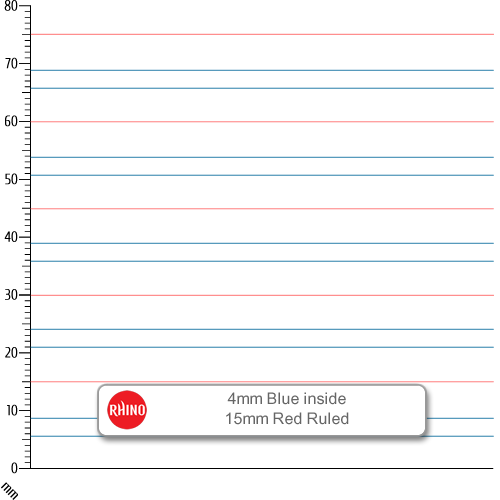 A4 Learn to Write Books 40 Pages 4mm Blue Ruled centred on 15mm Red Ruled Purple Cover